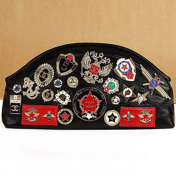 Fake Chanel Romanov A47369 Black Lambskin Clutch Bag On Sale